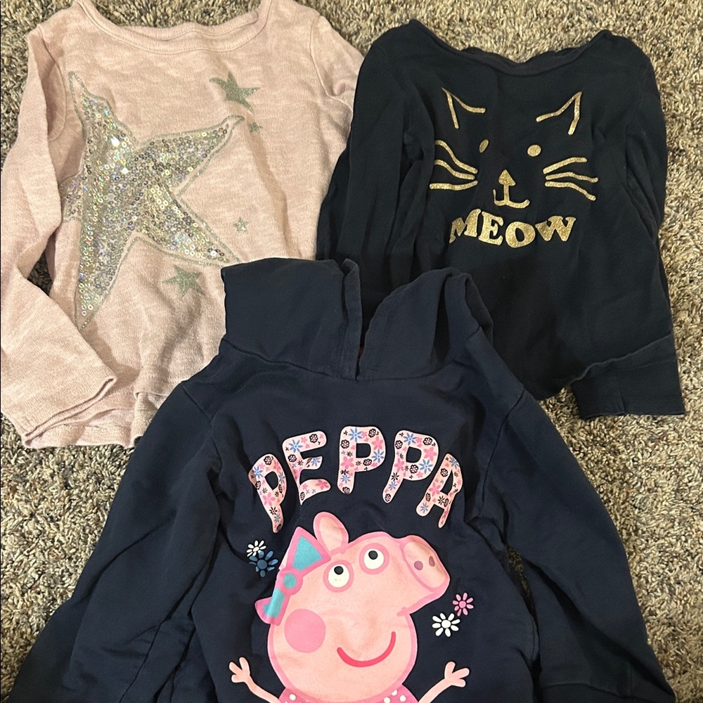 Peppa Pig and Cat Design Kids Tops - Pink and Blue